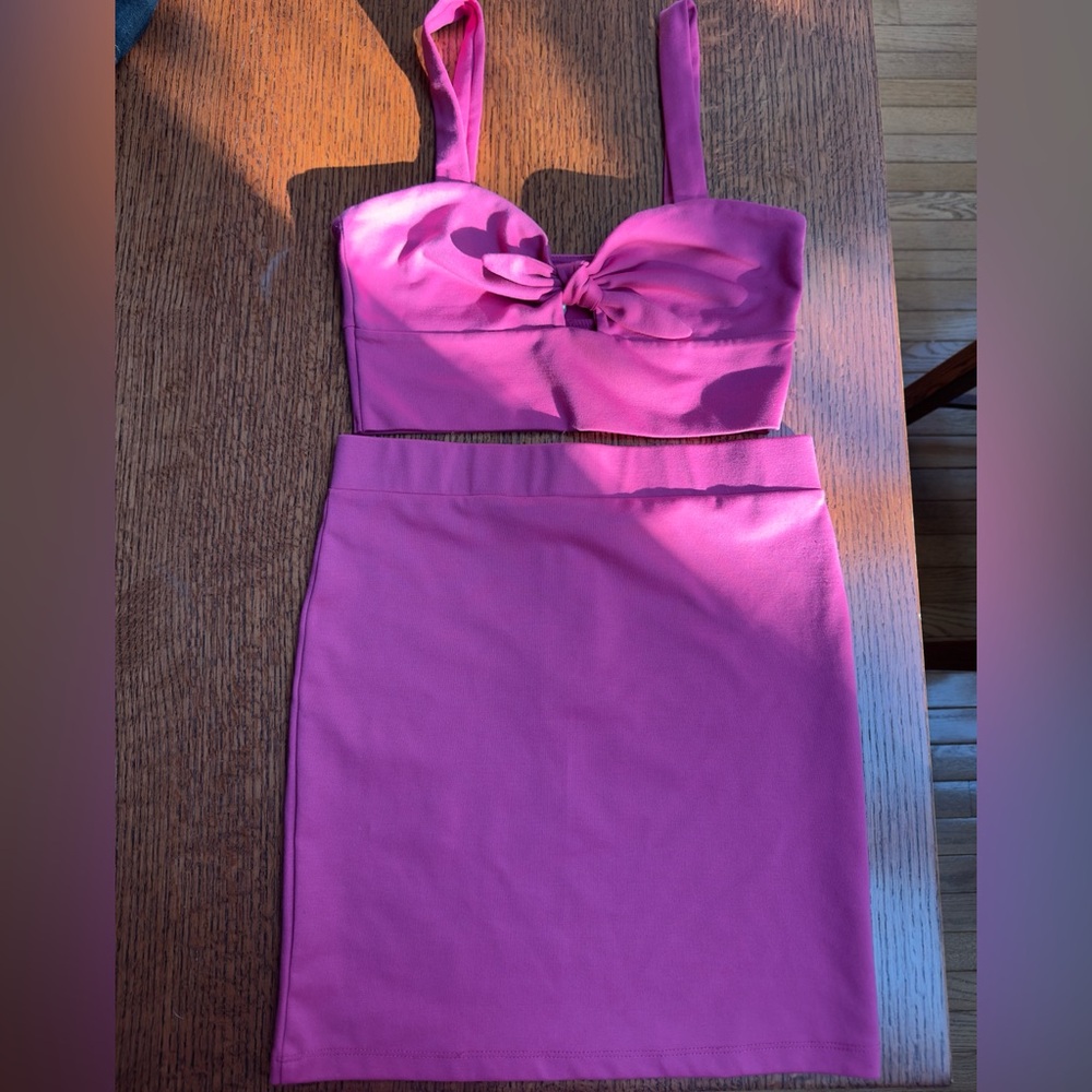 H&M Hot Pink Cropped Top and Mini Skirt